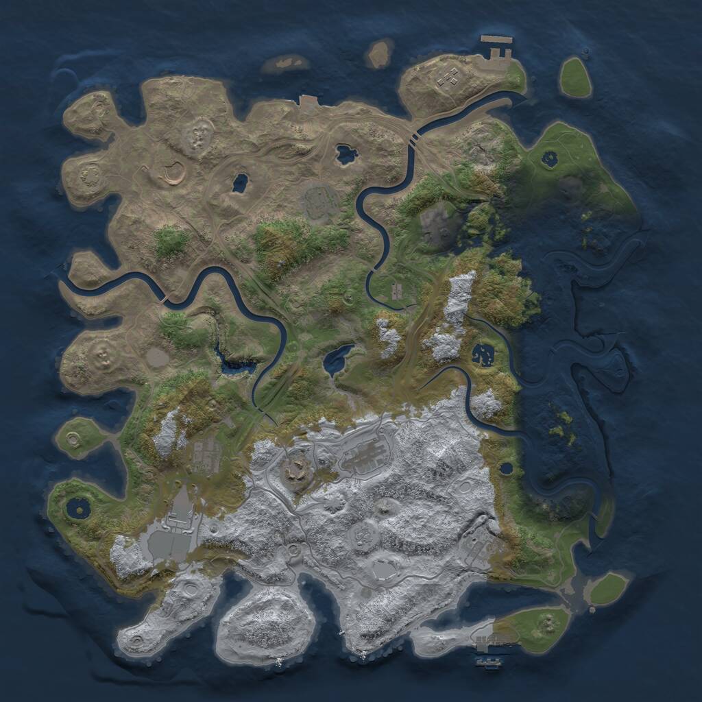 Rust Map: Procedural Map, Size: 4500, Seed: 1385814844, 16 Monuments