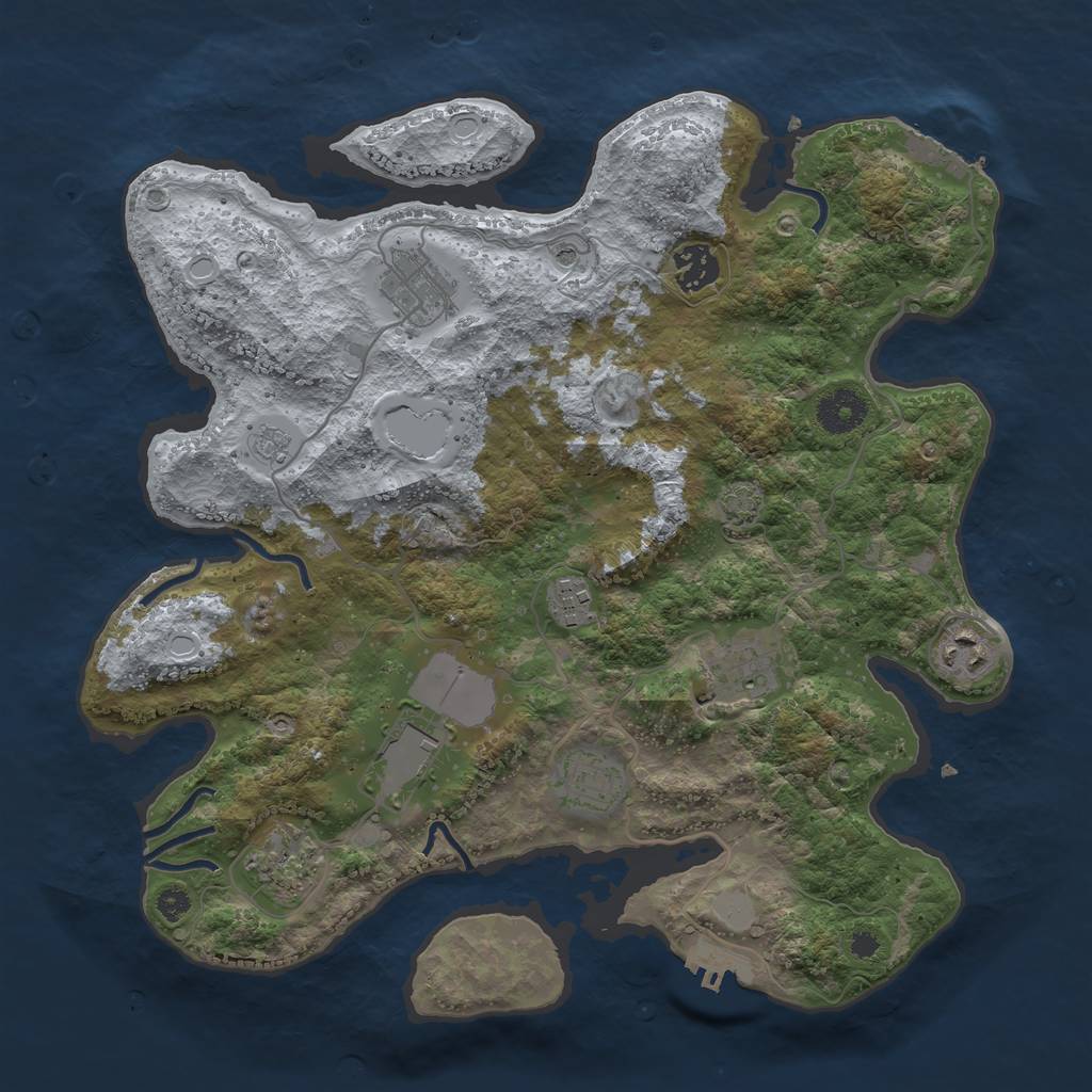 Rust Map: Procedural Map, Size: 3500, Seed: 994686448, 16 Monuments