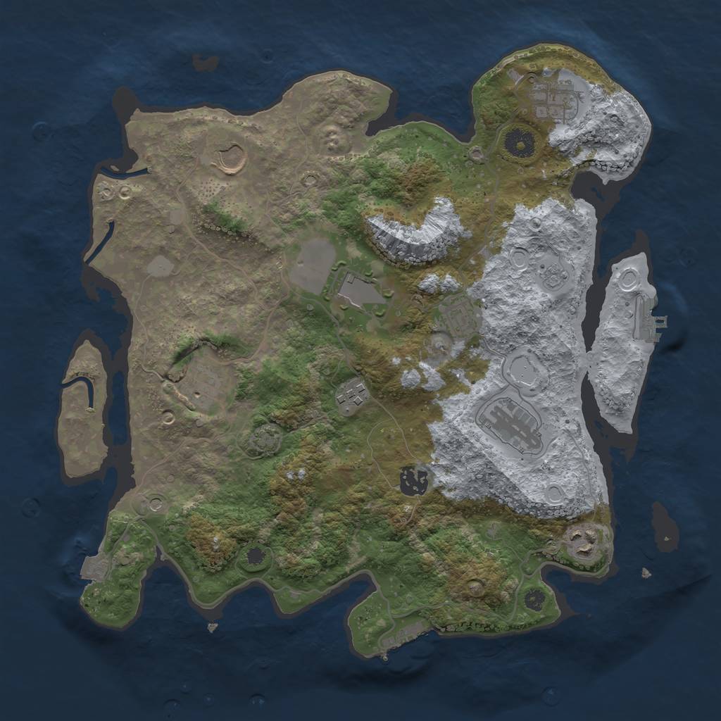 Rust Map: Procedural Map, Size: 3600, Seed: 714552621, 17 Monuments