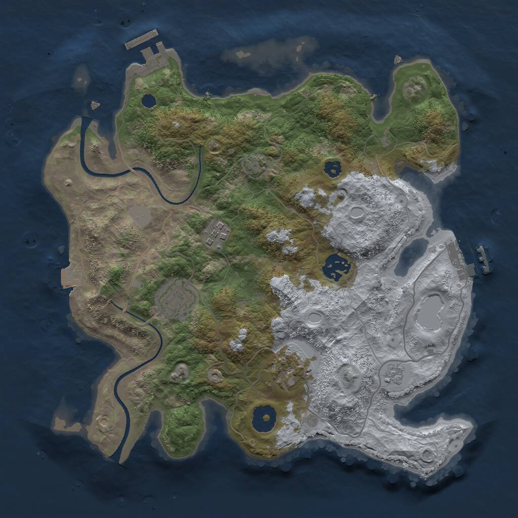 Rust Map: Procedural Map, Size: 3000, Seed: 2098743720, 9 Monuments