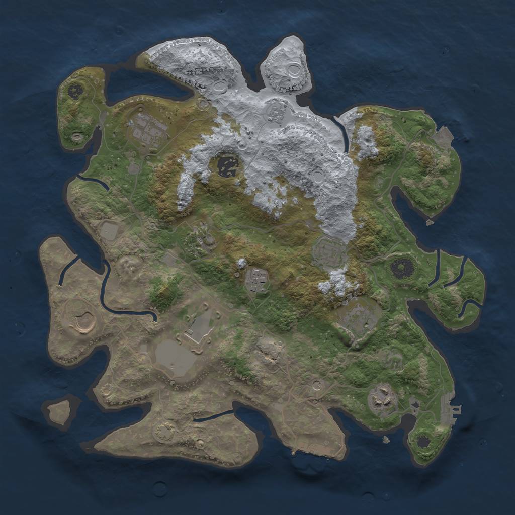 Rust Map: Procedural Map, Size: 3500, Seed: 37251015, 17 Monuments