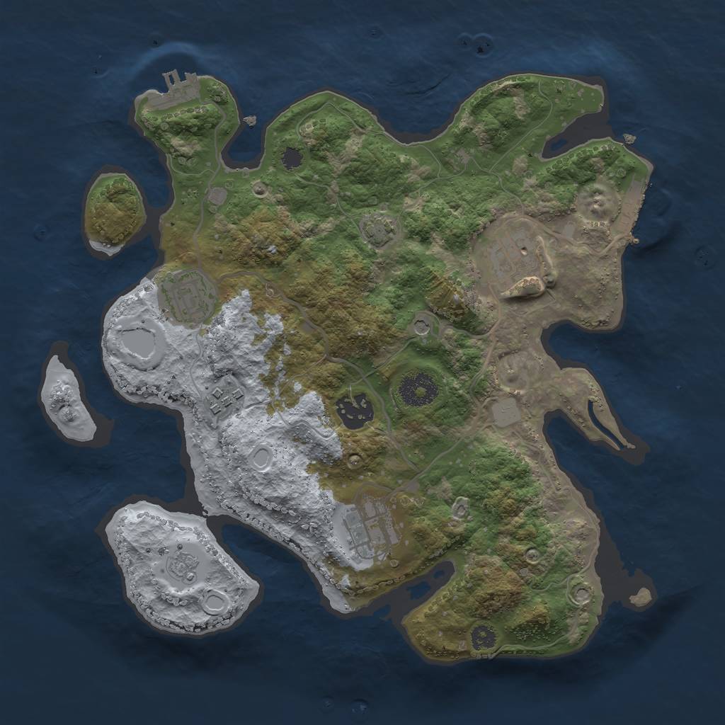 Rust Map: Procedural Map, Size: 3000, Seed: 81834267, 13 Monuments