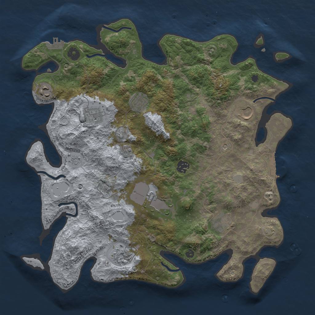 Rust Map: Procedural Map, Size: 3800, Seed: 31464, 17 Monuments