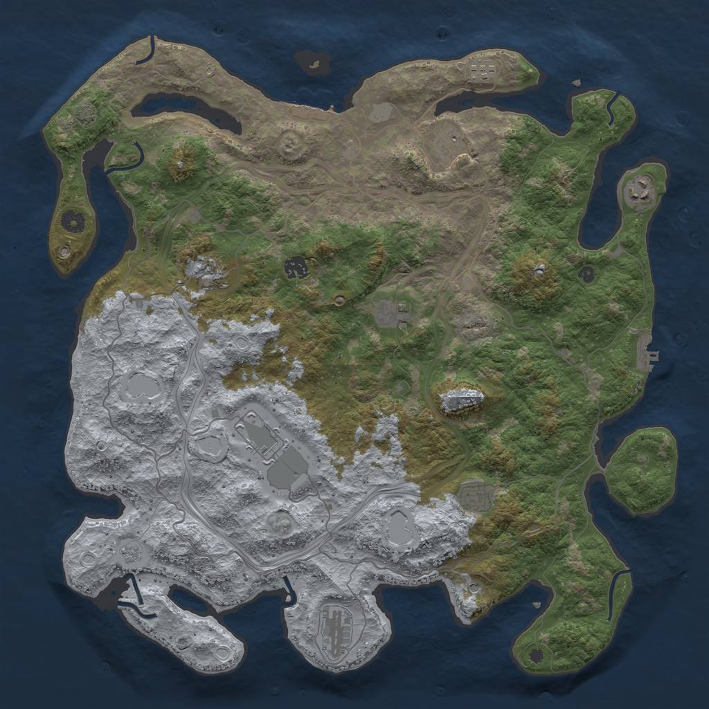 Rust Map: Procedural Map, Size: 4500, Seed: 3794, 17 Monuments