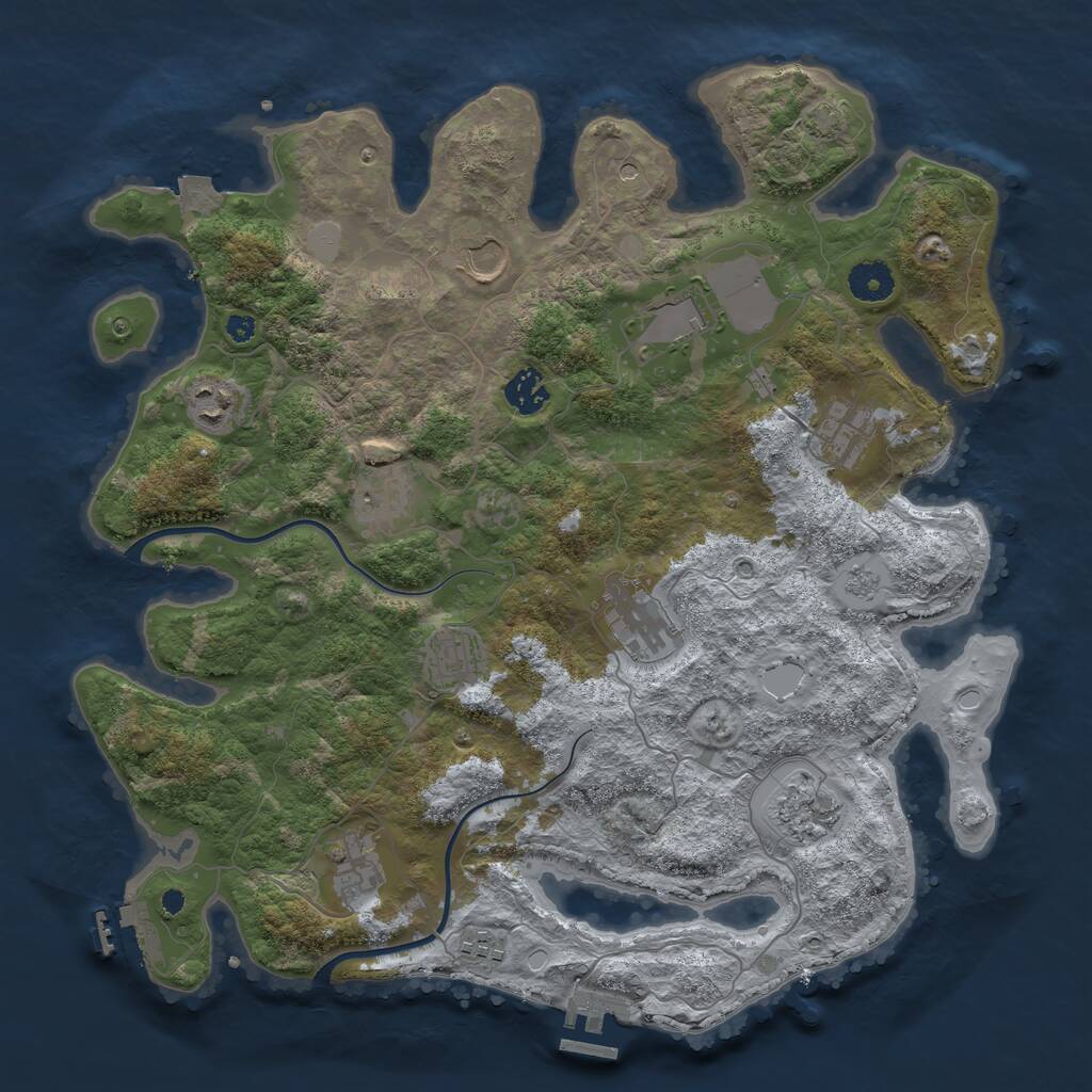 Rust Map: Procedural Map, Size: 3800, Seed: 3164, 17 Monuments