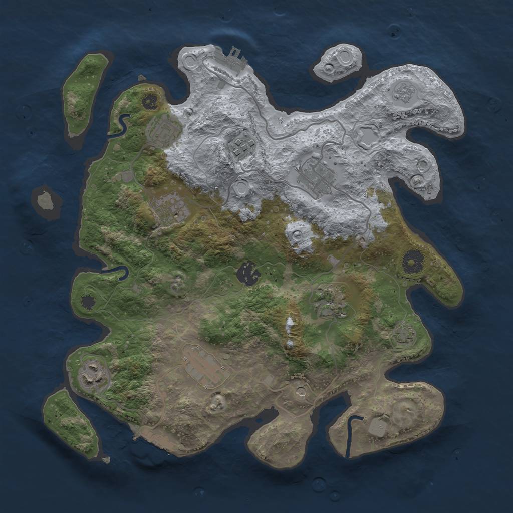 Rust Map: Procedural Map, Size: 3300, Seed: 407227745, 16 Monuments