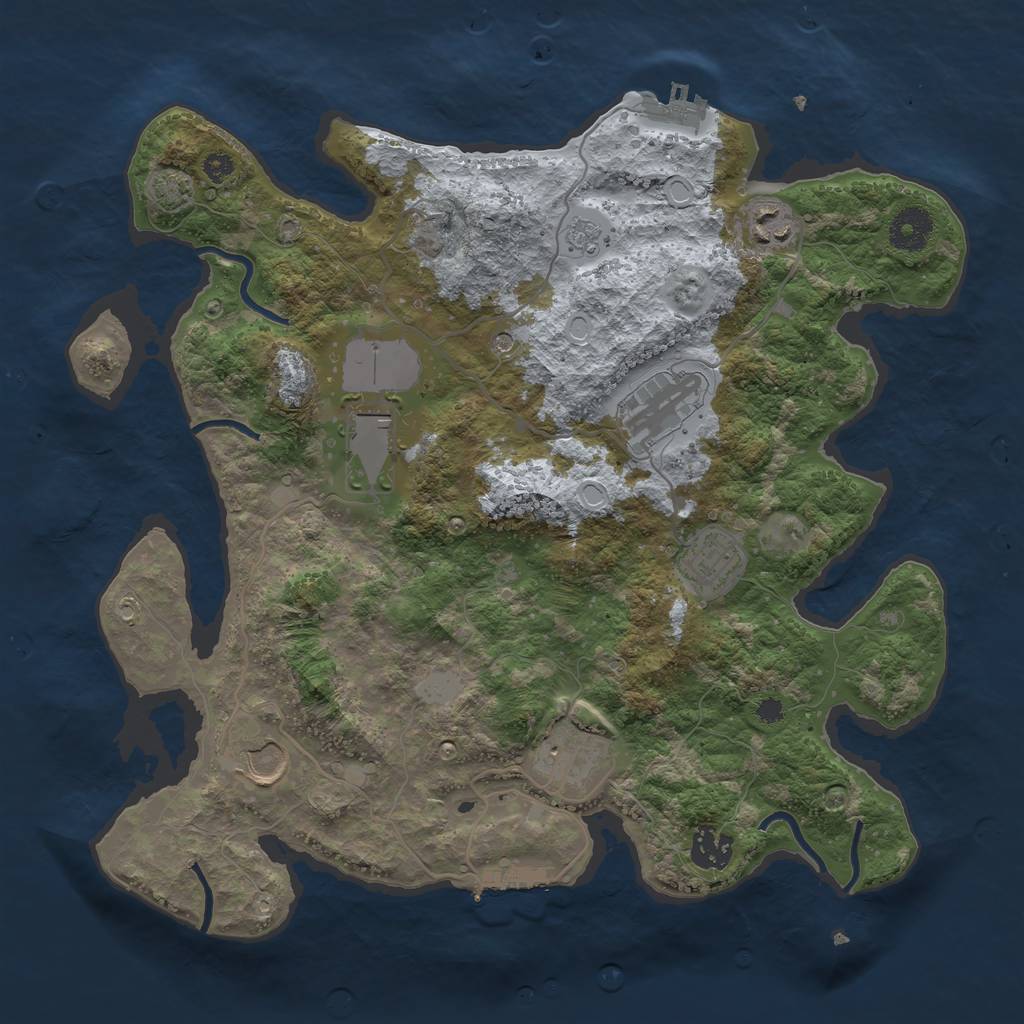 Rust Map: Procedural Map, Size: 3500, Seed: 117545505, 15 Monuments