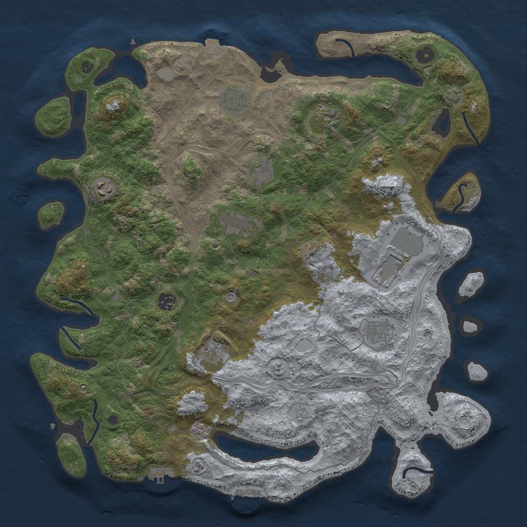 Rust Map: Procedural Map, Size: 4500, Seed: 3164, 18 Monuments