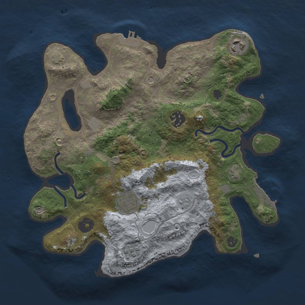 Rust Map: Procedural Map, Size: 3000, Seed: 449793314, 12 Monuments