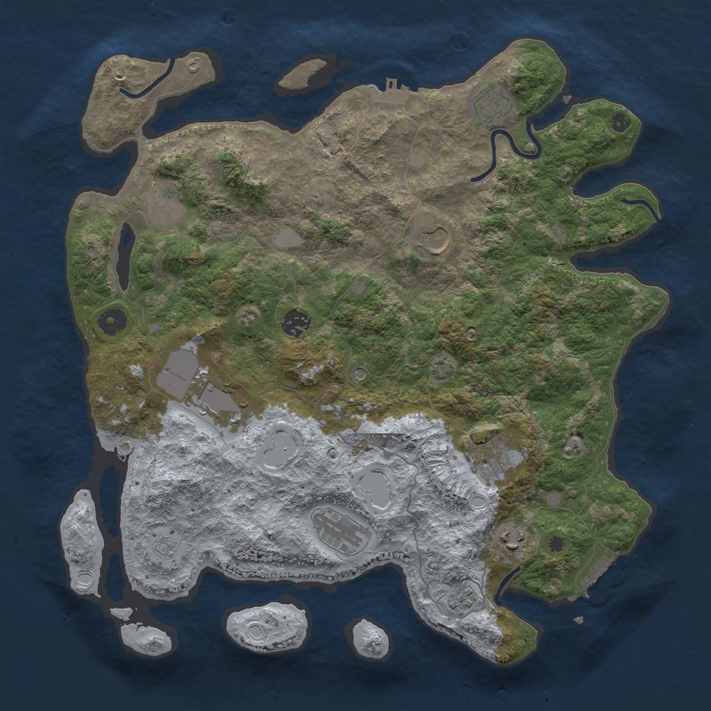 Rust Map: Procedural Map, Size: 3950, Seed: 29634558, 17 Monuments