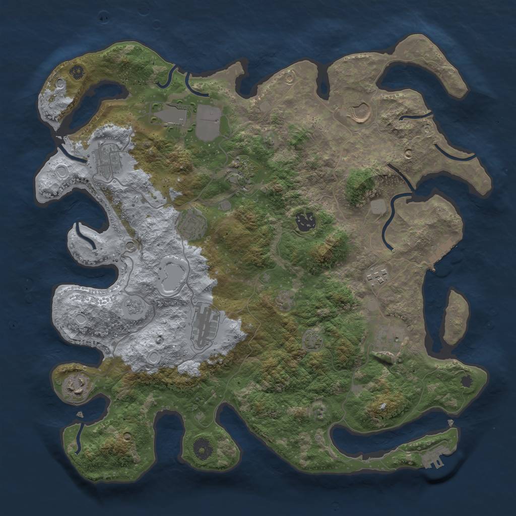 Rust Map: Procedural Map, Size: 3800, Seed: 96048546, 18 Monuments