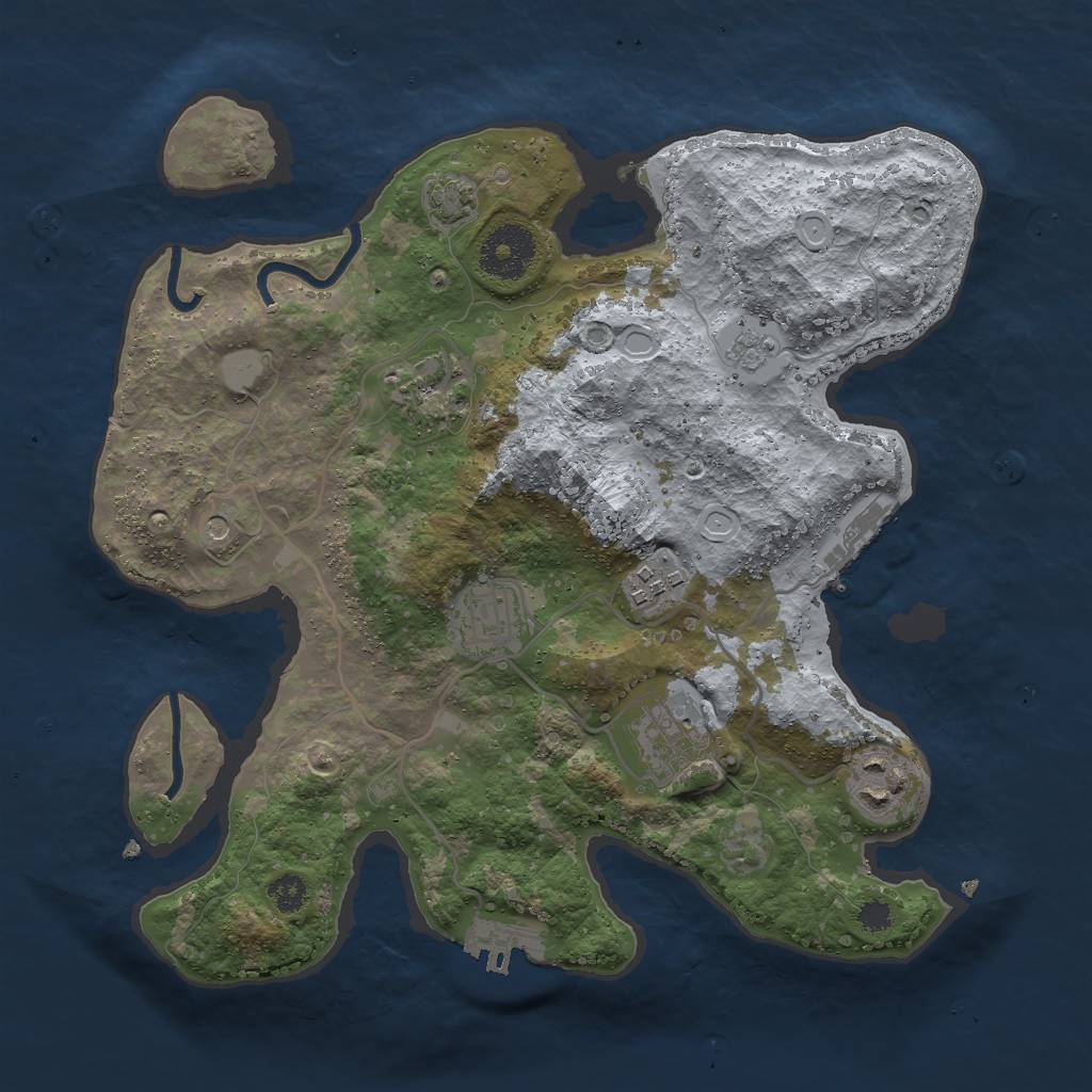 Rust Map: Procedural Map, Size: 3000, Seed: 57799001, 13 Monuments