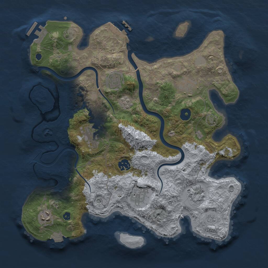 Rust Map: Procedural Map, Size: 3450, Seed: 30498908, 14 Monuments
