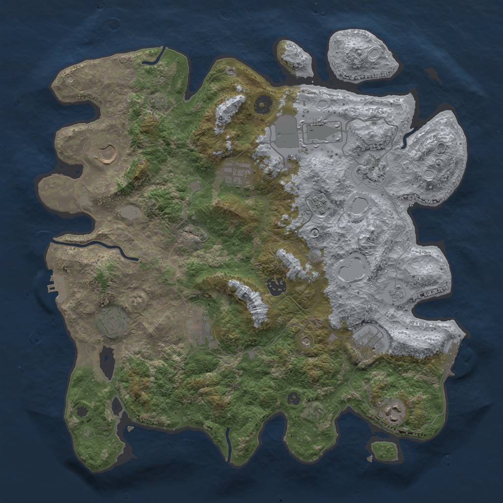 Rust Map: Procedural Map, Size: 3950, Seed: 45237551, 18 Monuments