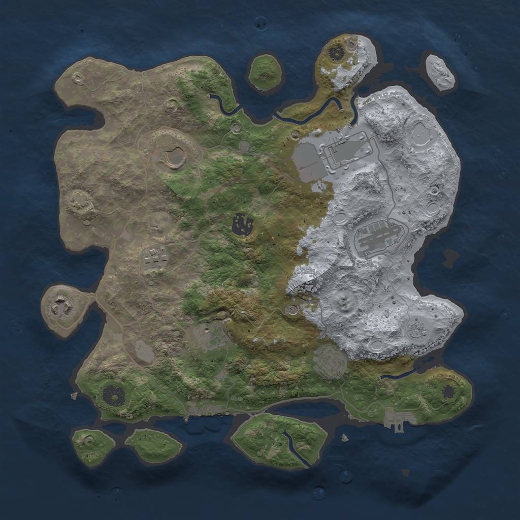 Rust Map: Procedural Map, Size: 3500, Seed: 55369179, 16 Monuments