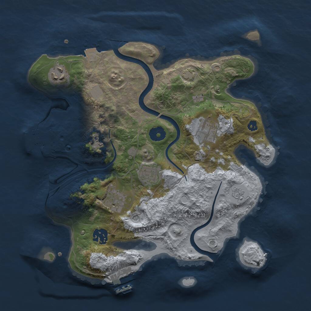 Rust Map: Procedural Map, Size: 3000, Seed: 952275, 12 Monuments