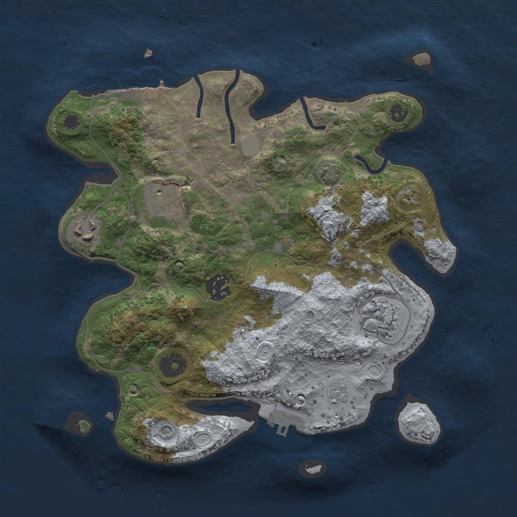 Rust Map: Procedural Map, Size: 3000, Seed: 952275, 12 Monuments