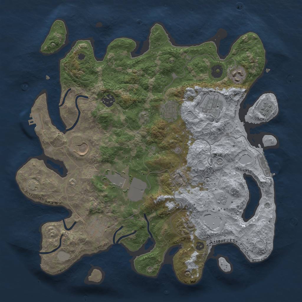 Rust Map: Procedural Map, Size: 3550, Seed: 49762098, 17 Monuments