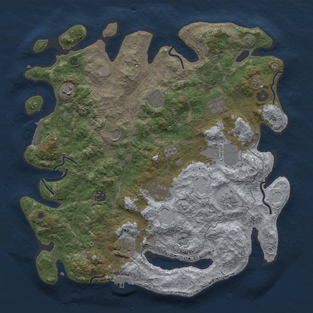 Rust Map: Procedural Map, Size: 4000, Seed: 3164, 18 Monuments
