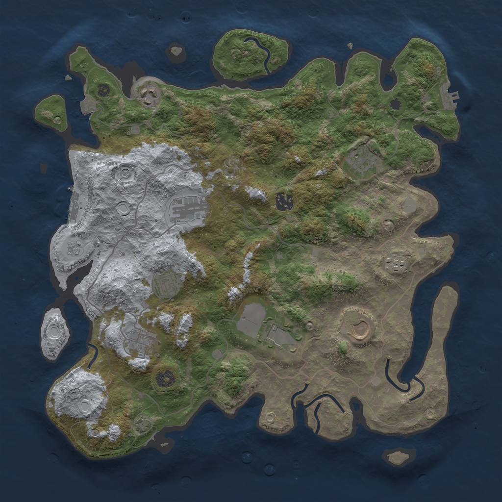 Rust Map: Procedural Map, Size: 4000, Seed: 51576790, 17 Monuments