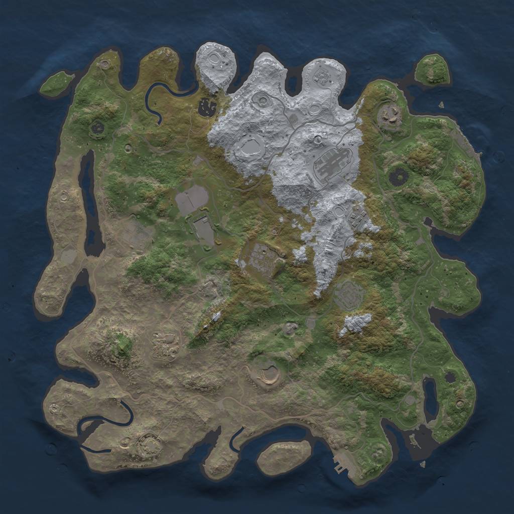 Rust Map: Procedural Map, Size: 4100, Seed: 28983353, 18 Monuments