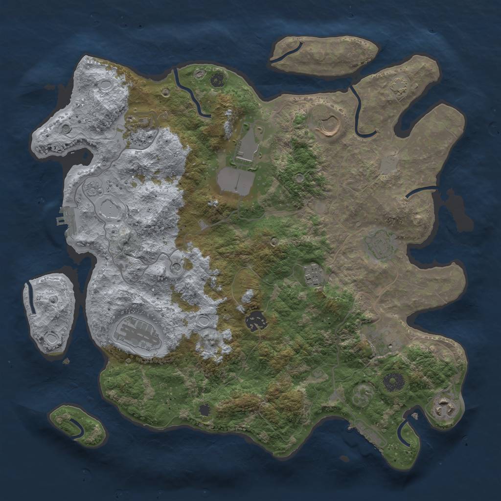 Rust Map: Procedural Map, Size: 3650, Seed: 46961444, 17 Monuments