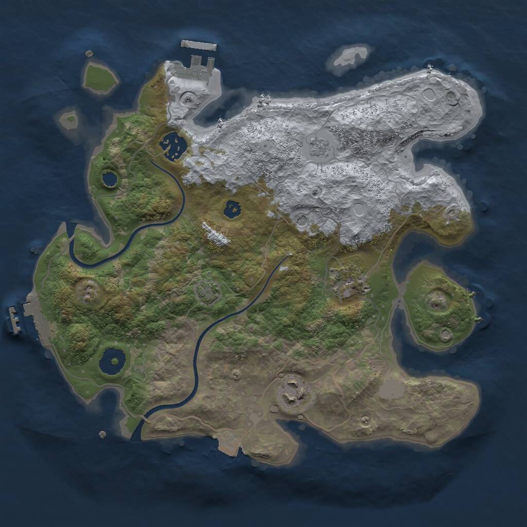 Rust Map: Procedural Map, Size: 3000, Seed: 5068724, 9 Monuments