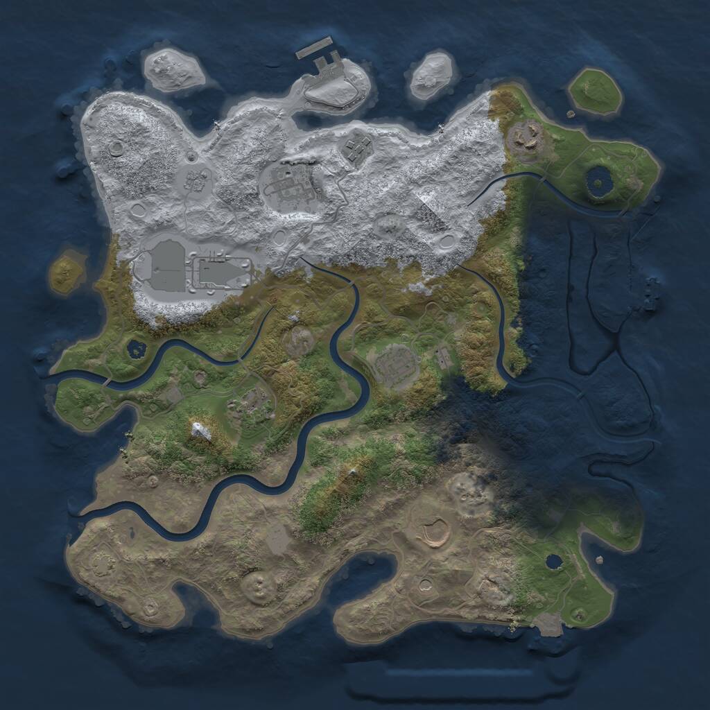 Rust Map: Procedural Map, Size: 3700, Seed: 76686129, 13 Monuments