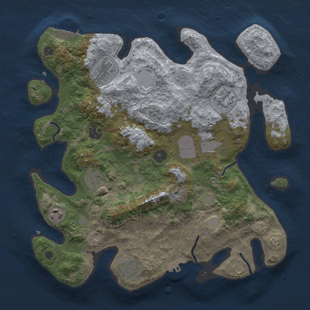 Rust Map: Procedural Map, Size: 3500, Seed: 192986738, 16 Monuments