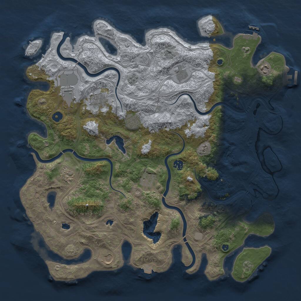 Rust Map: Procedural Map, Size: 4500, Seed: 433475413, 16 Monuments