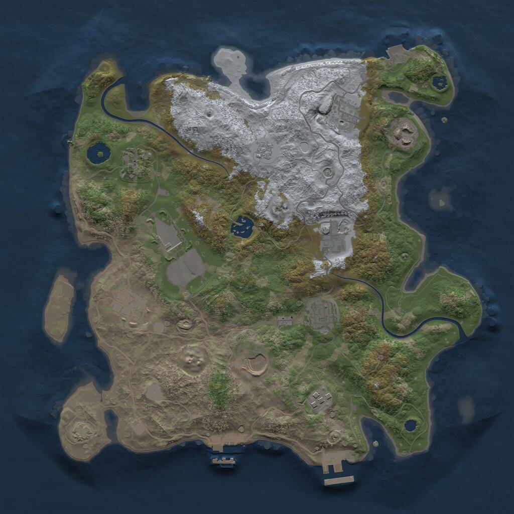 Rust Map: Procedural Map, Size: 3500, Seed: 84534543, 16 Monuments