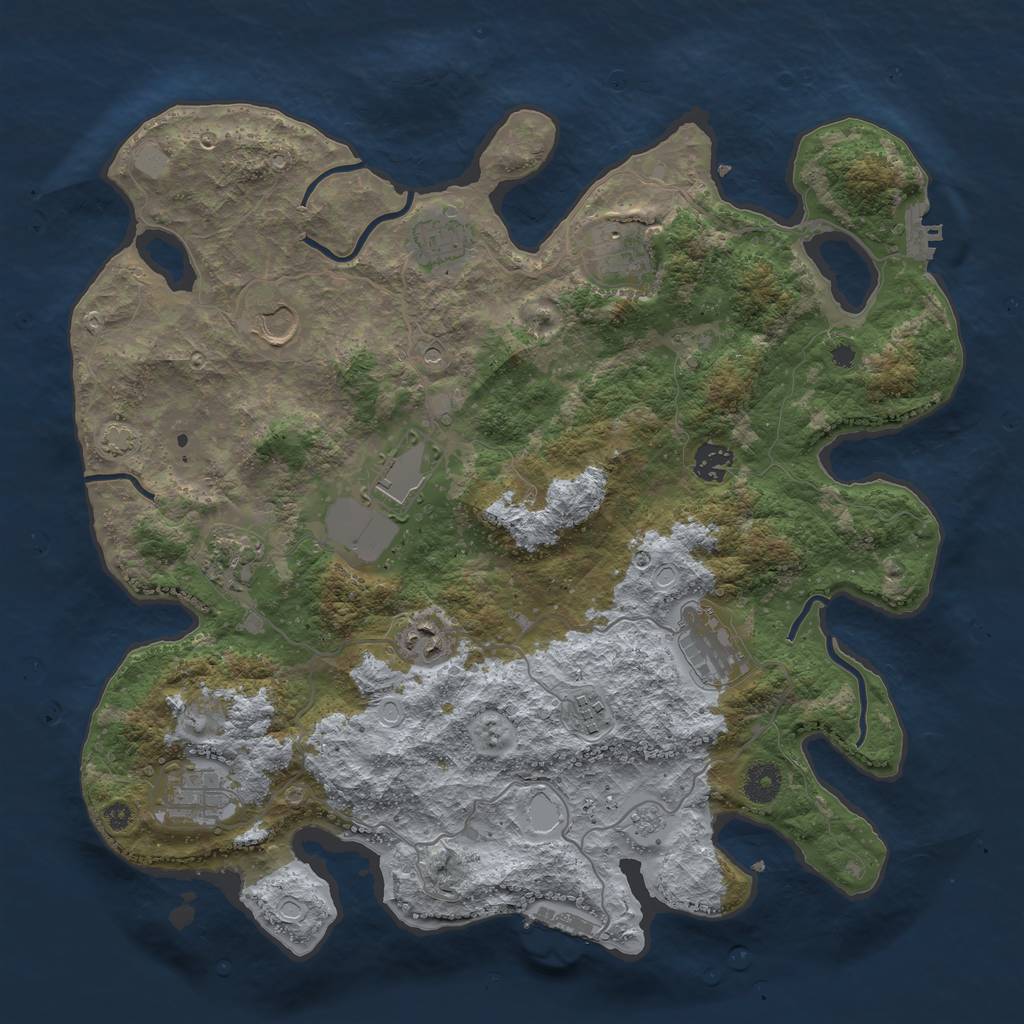 Rust Map: Procedural Map, Size: 3900, Seed: 61976496, 18 Monuments