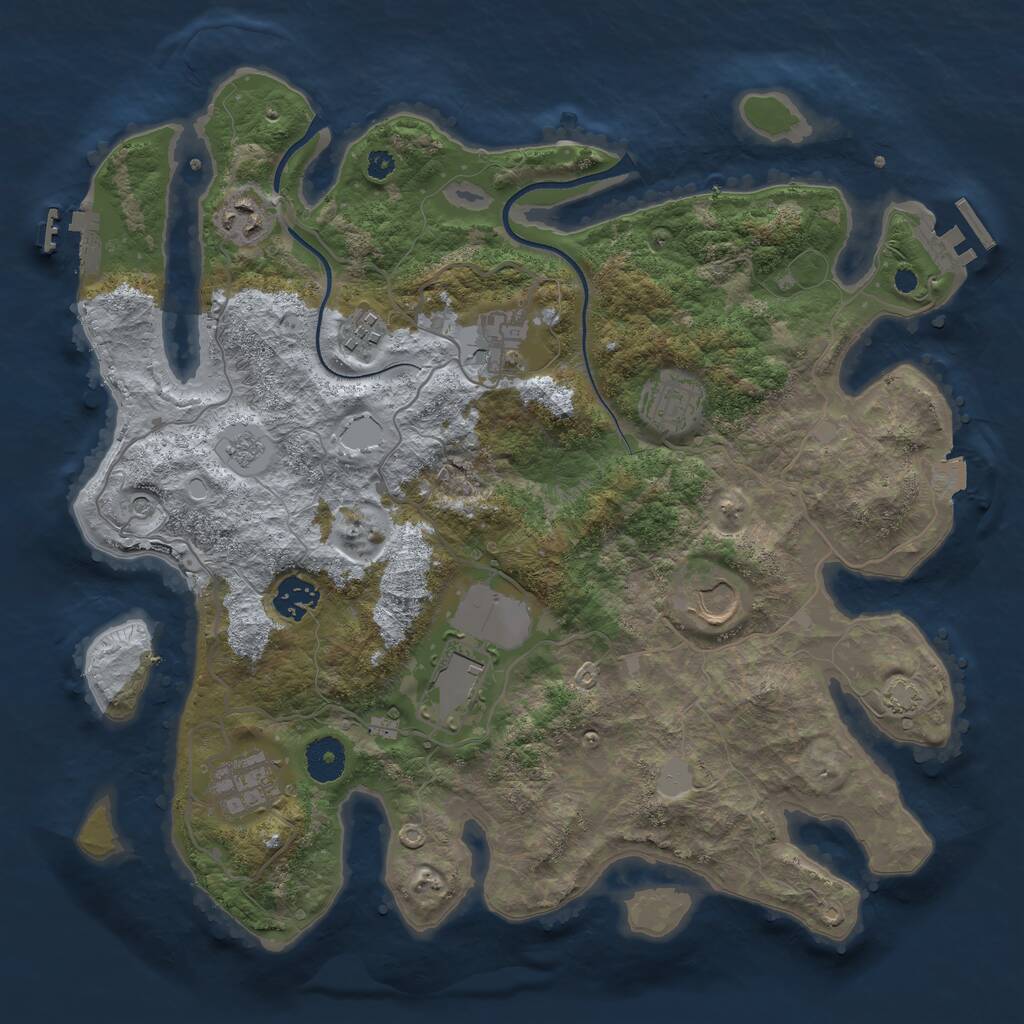 Rust Map: Procedural Map, Size: 3600, Seed: 17873137, 14 Monuments