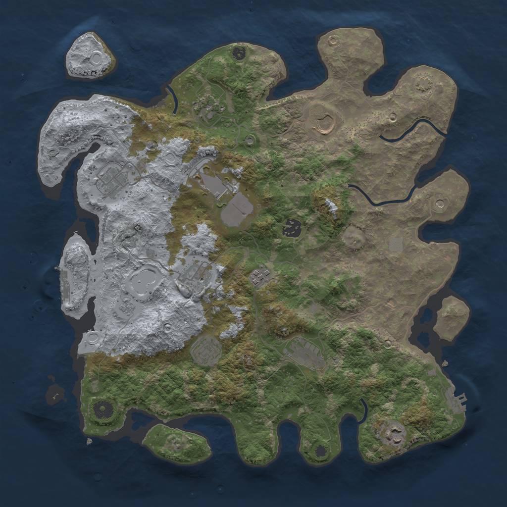 Rust Map: Procedural Map, Size: 3950, Seed: 53307505, 18 Monuments
