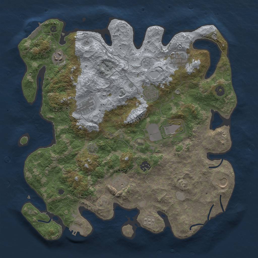 Rust Map: Procedural Map, Size: 3850, Seed: 27393835, 17 Monuments