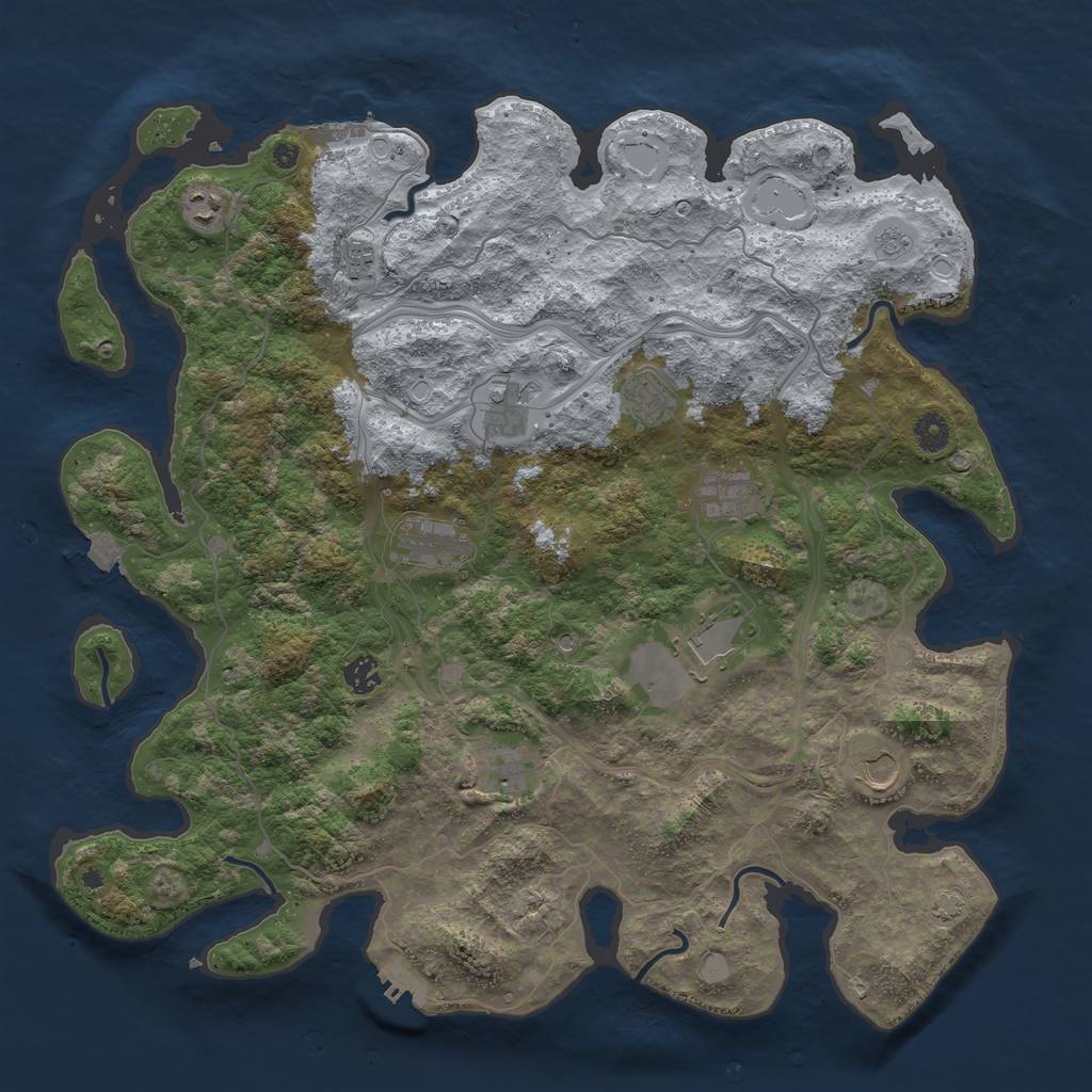 Rust Map: Procedural Map, Size: 4400, Seed: 54474267, 18 Monuments