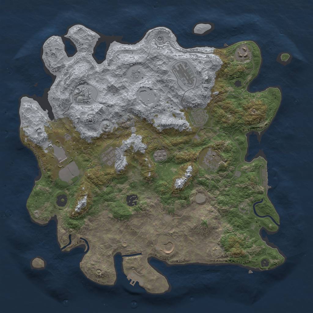 Rust Map: Procedural Map, Size: 3950, Seed: 80726668, 18 Monuments