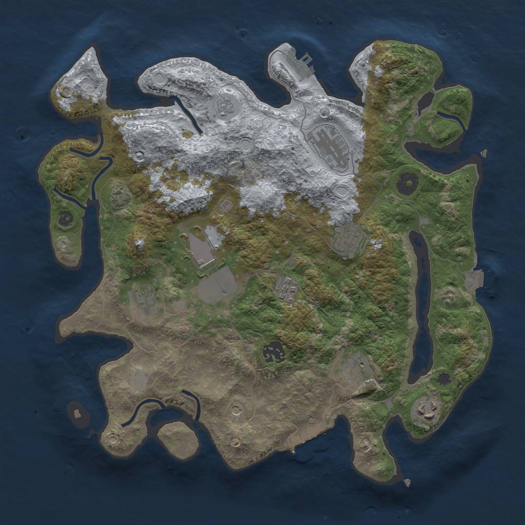 Rust Map: Procedural Map, Size: 3500, Seed: 84776713, 16 Monuments