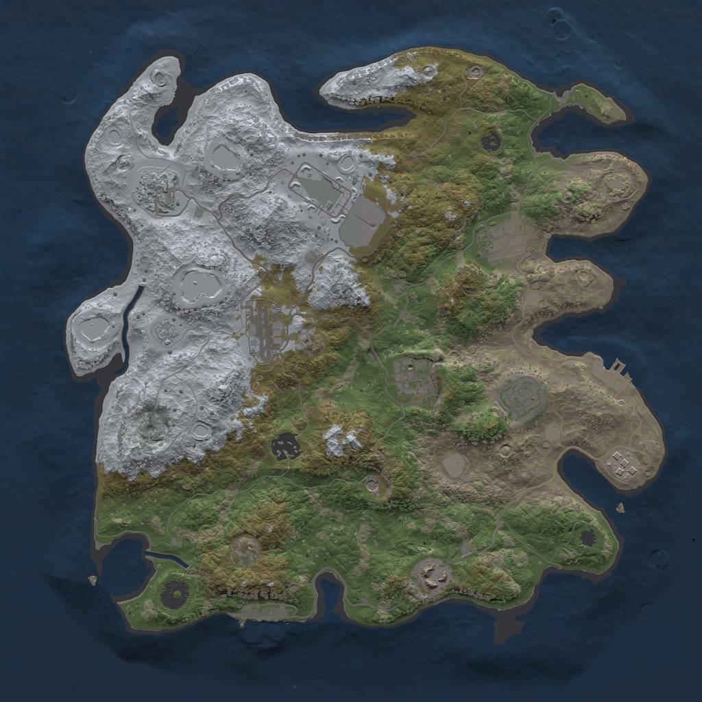 Rust Map: Procedural Map, Size: 3700, Seed: 71500406, 17 Monuments
