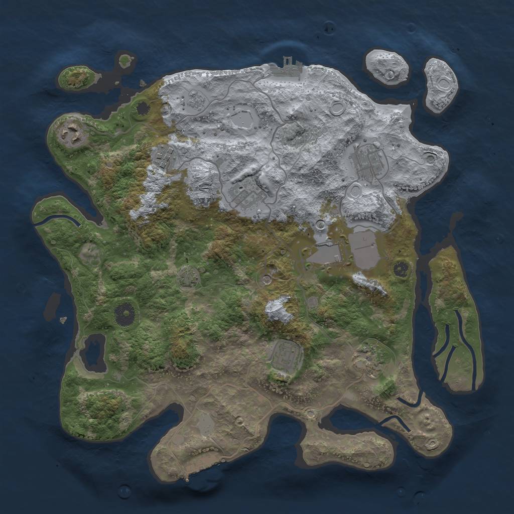 Rust Map: Procedural Map, Size: 3500, Seed: 21423, 15 Monuments