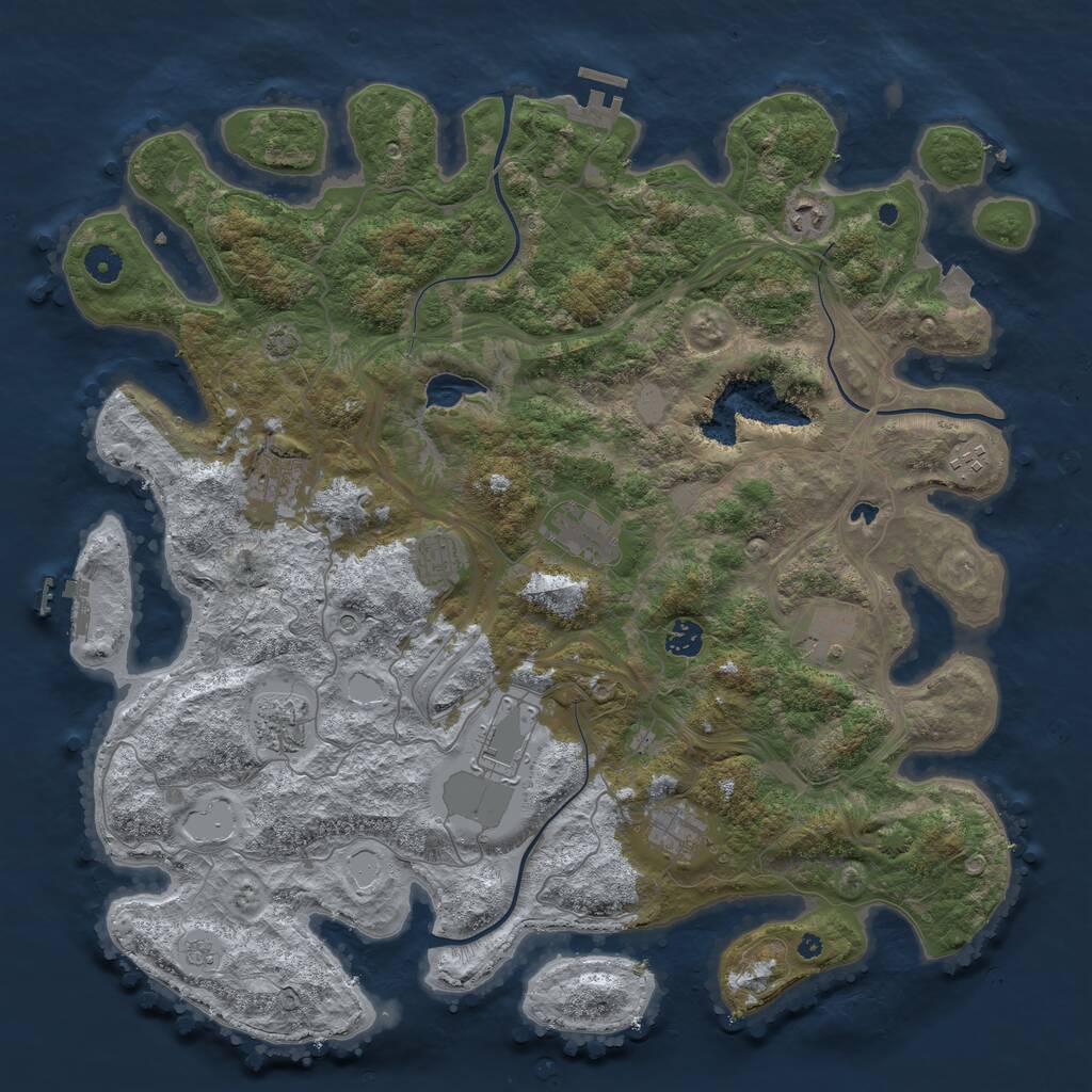 Rust Map: Procedural Map, Size: 4400, Seed: 85933840, 16 Monuments