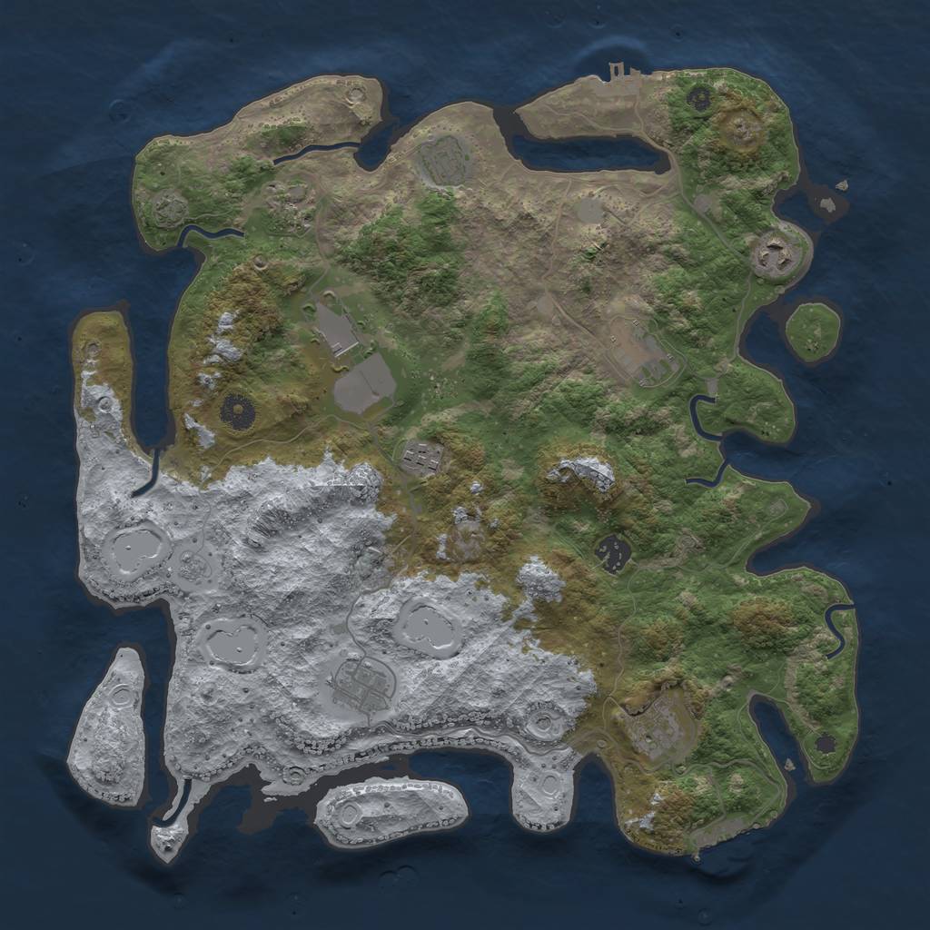 Rust Map: Procedural Map, Size: 3950, Seed: 95457750, 17 Monuments