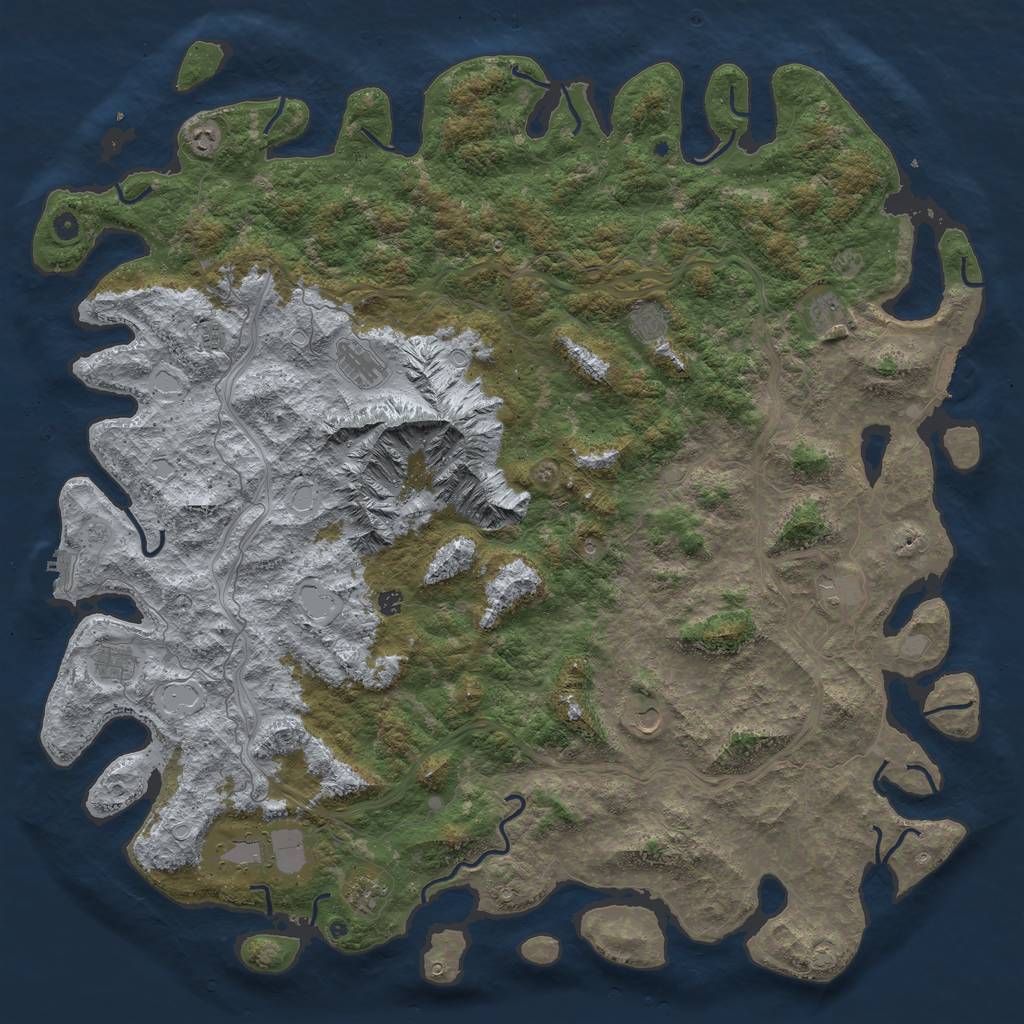 Rust Map: Procedural Map, Size: 6000, Seed: 1582160422, 19 Monuments