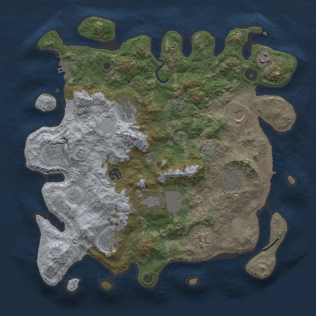 Rust Map: Procedural Map, Size: 3850, Seed: 14644700, 18 Monuments