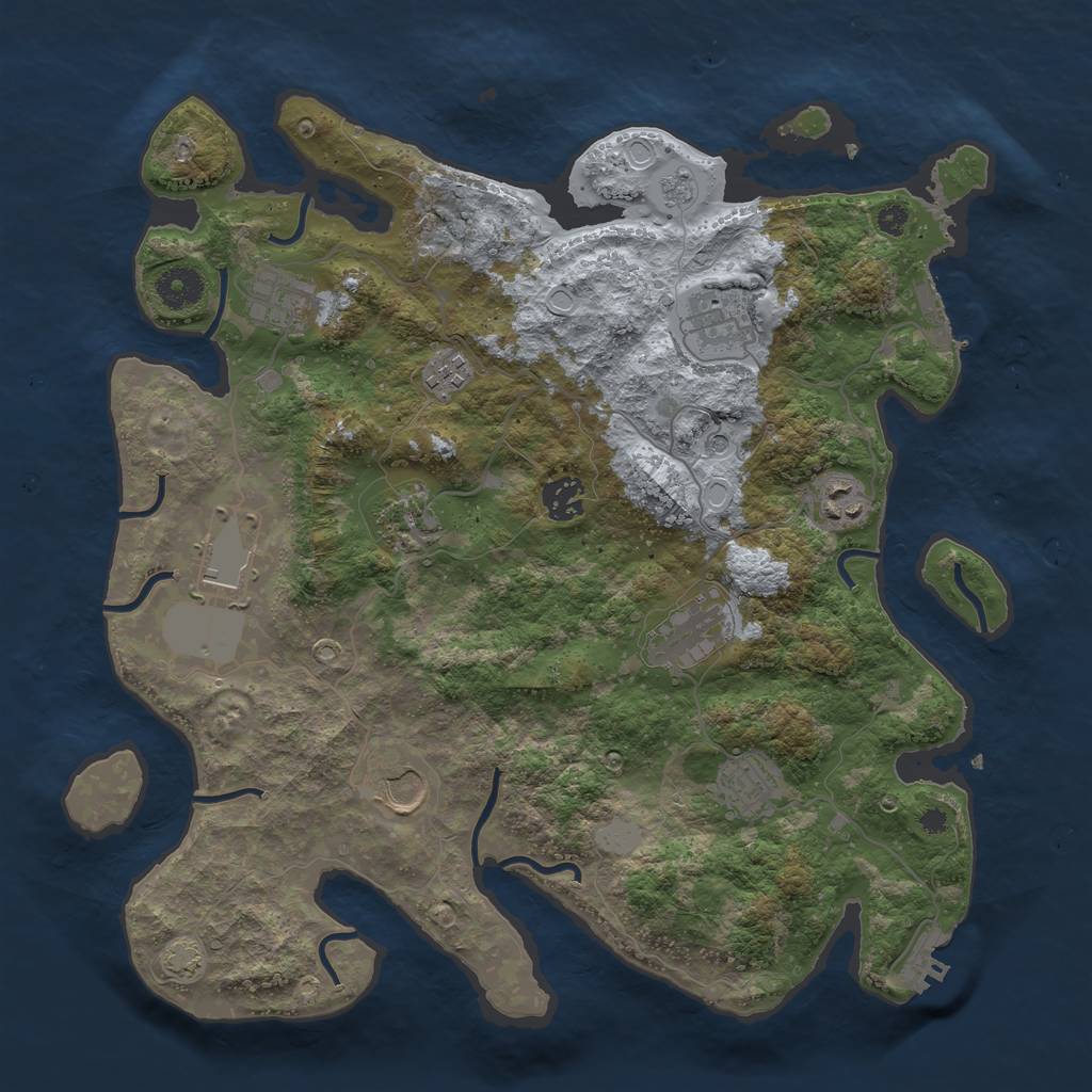 Rust Map: Procedural Map, Size: 3700, Seed: 31699590, 18 Monuments