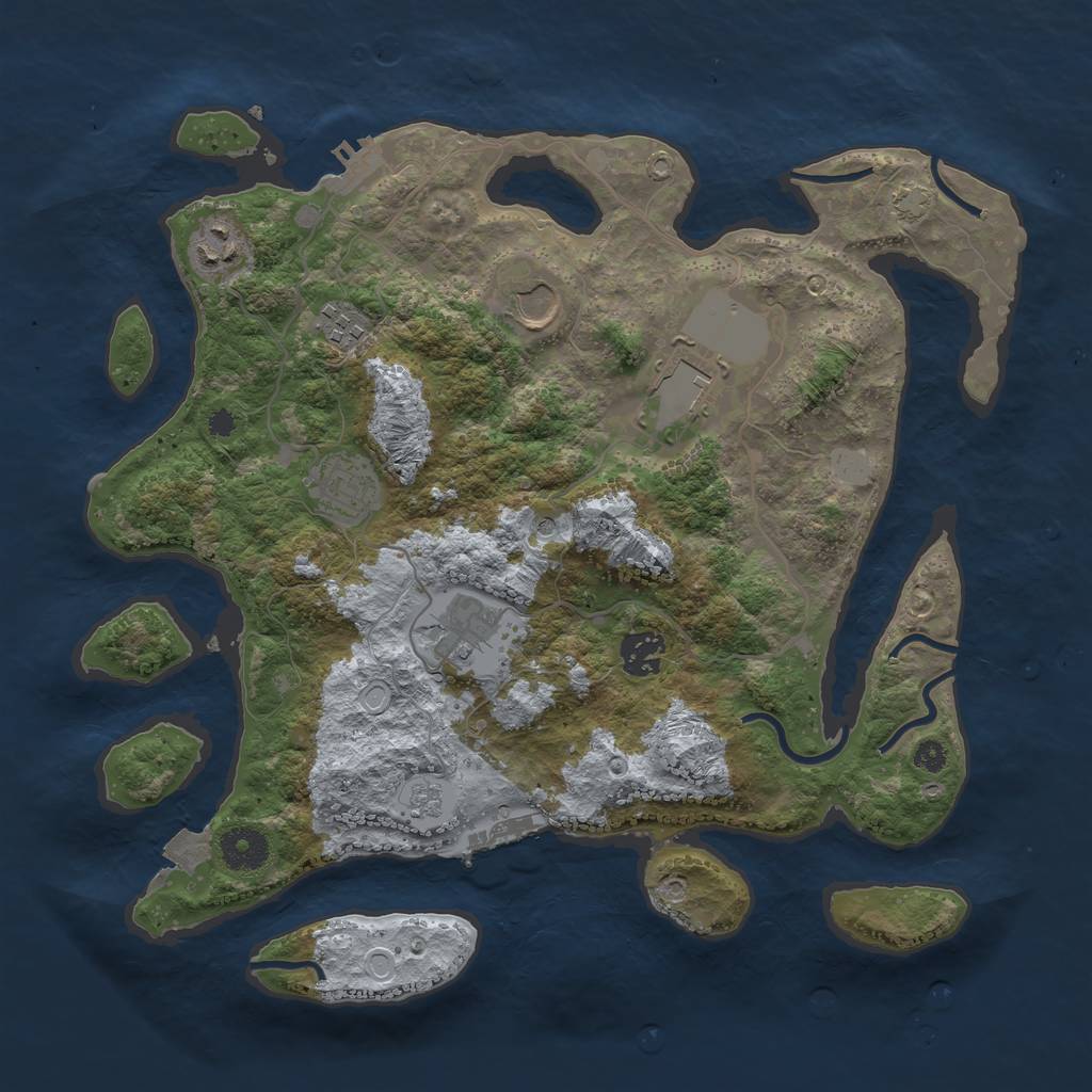Rust Map: Procedural Map, Size: 3550, Seed: 74060642, 15 Monuments