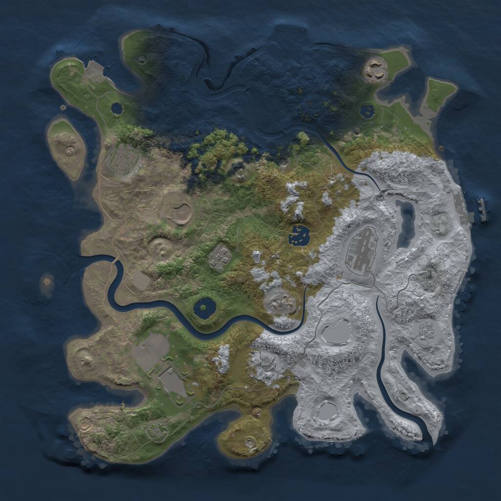 Rust Map: Procedural Map, Size: 3500, Seed: 1379651798, 14 Monuments