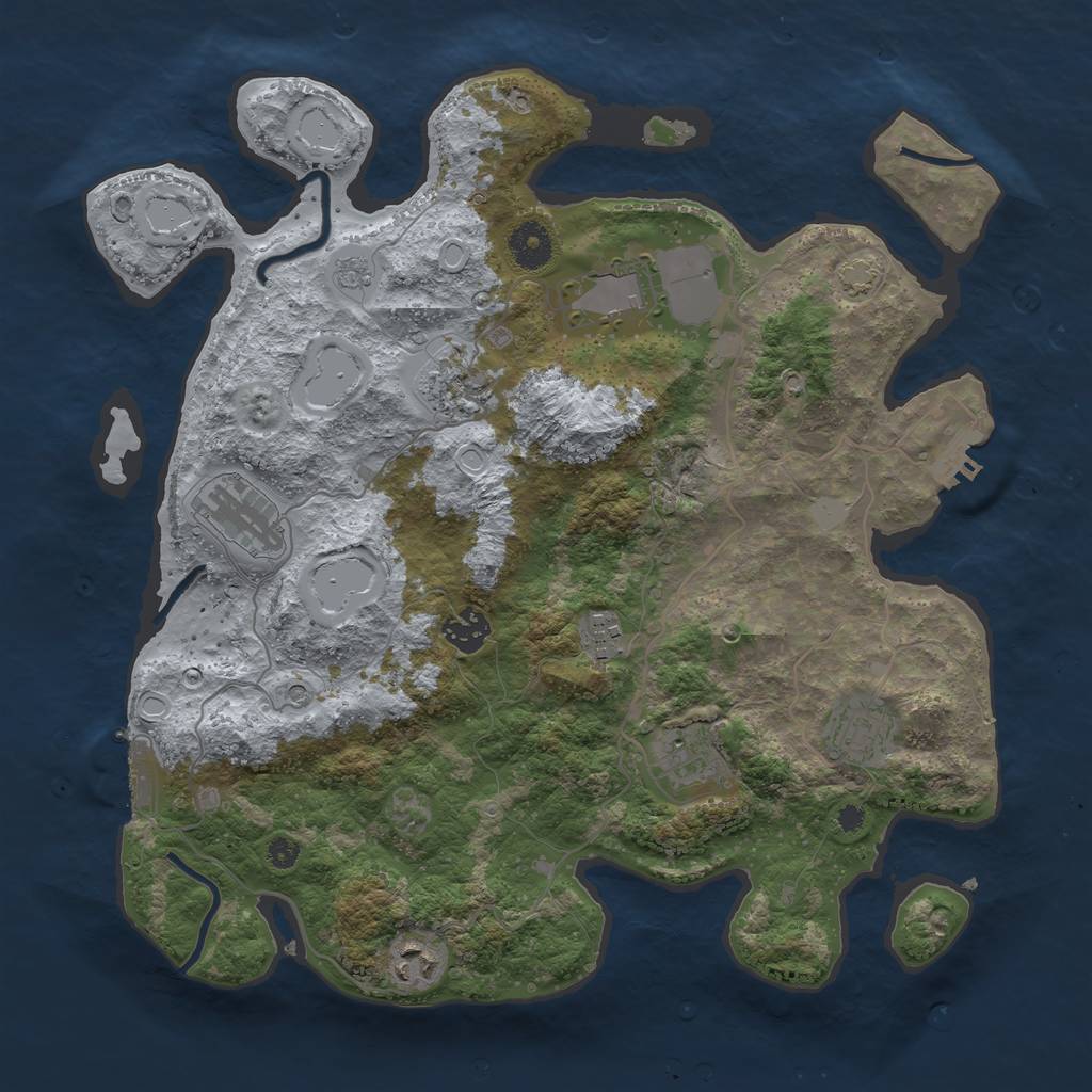 Rust Map: Procedural Map, Size: 3650, Seed: 30872048, 16 Monuments