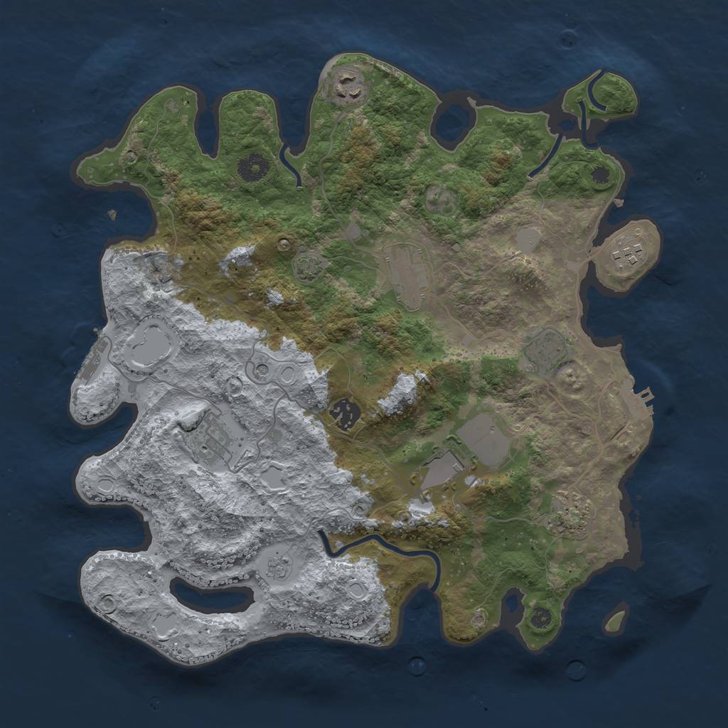 Rust Map: Procedural Map, Size: 3650, Seed: 1624480, 16 Monuments