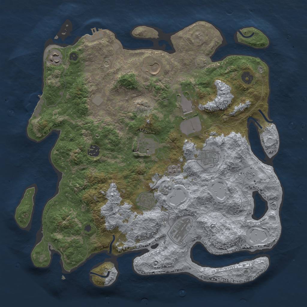 Rust Map: Procedural Map, Size: 3800, Seed: 58253810, 17 Monuments